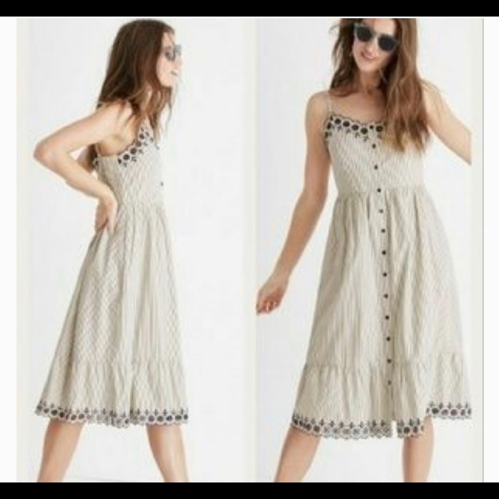 Madewell Embroidered Jardin Midi Dress